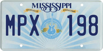 MS license plate MPX198