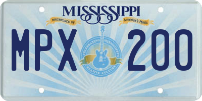 MS license plate MPX200