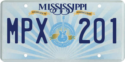 MS license plate MPX201