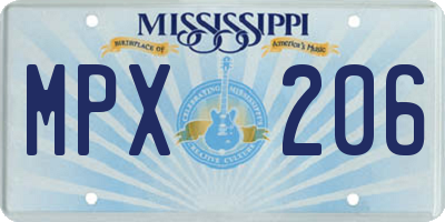 MS license plate MPX206