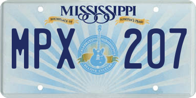 MS license plate MPX207