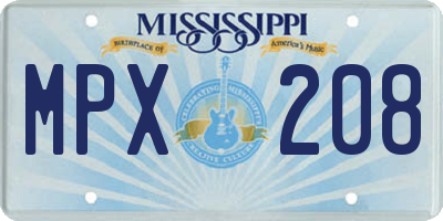 MS license plate MPX208