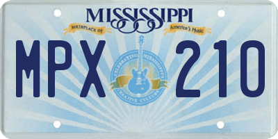 MS license plate MPX210