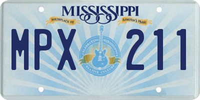 MS license plate MPX211