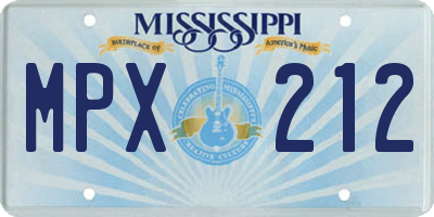 MS license plate MPX212