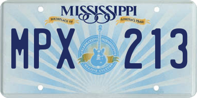 MS license plate MPX213