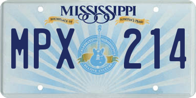 MS license plate MPX214