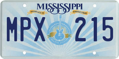 MS license plate MPX215
