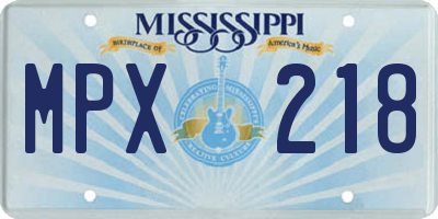 MS license plate MPX218