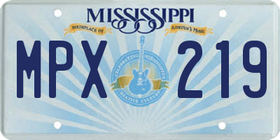 MS license plate MPX219