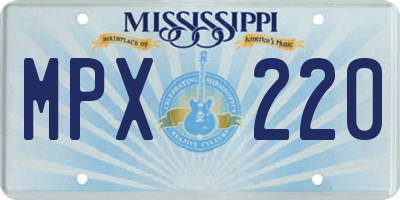 MS license plate MPX220