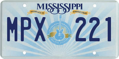 MS license plate MPX221