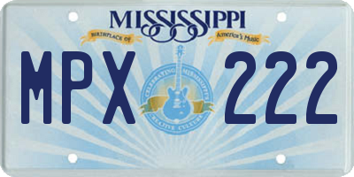 MS license plate MPX222