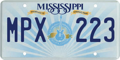 MS license plate MPX223