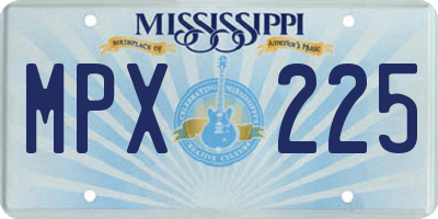MS license plate MPX225