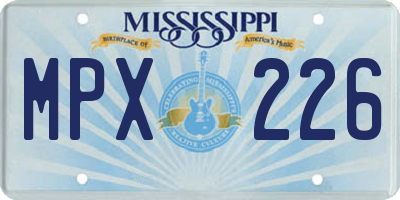 MS license plate MPX226