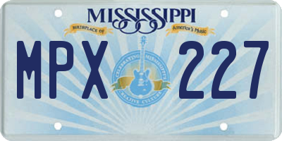 MS license plate MPX227