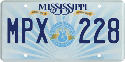 MS license plate MPX228