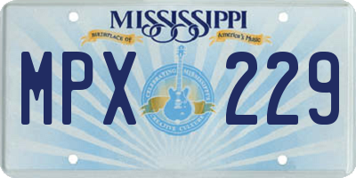 MS license plate MPX229