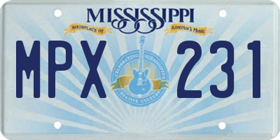 MS license plate MPX231
