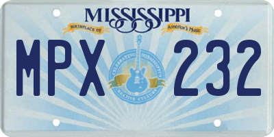 MS license plate MPX232
