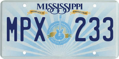 MS license plate MPX233