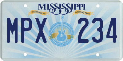 MS license plate MPX234