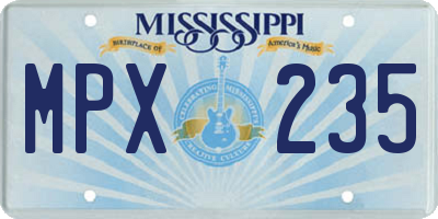 MS license plate MPX235