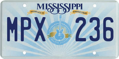 MS license plate MPX236