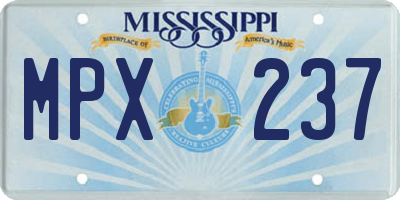 MS license plate MPX237