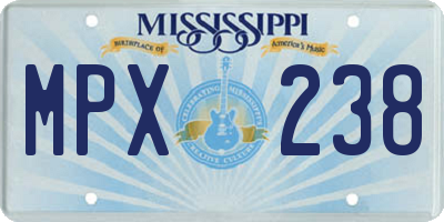 MS license plate MPX238