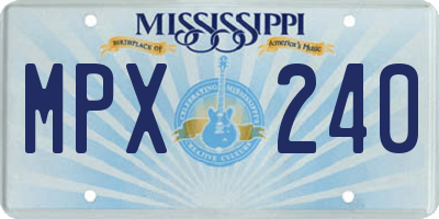MS license plate MPX240