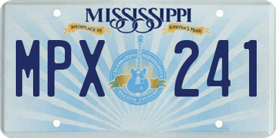 MS license plate MPX241