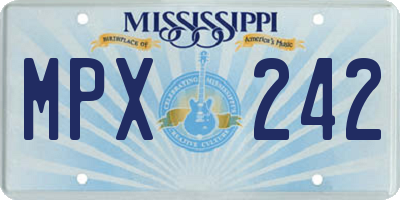 MS license plate MPX242