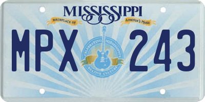 MS license plate MPX243