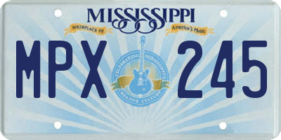 MS license plate MPX245