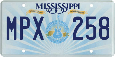 MS license plate MPX258