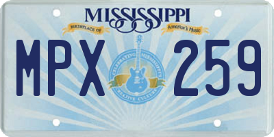 MS license plate MPX259
