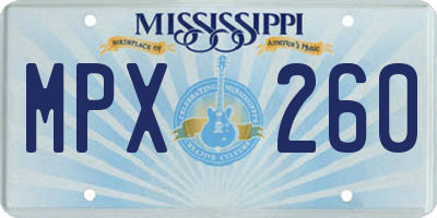 MS license plate MPX260
