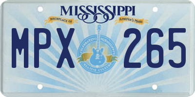 MS license plate MPX265