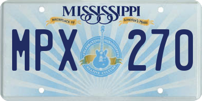 MS license plate MPX270