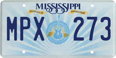 MS license plate MPX273