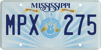 MS license plate MPX275