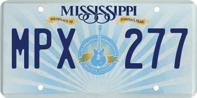 MS license plate MPX277