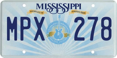 MS license plate MPX278