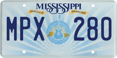 MS license plate MPX280