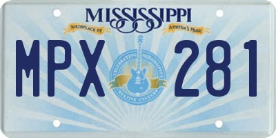 MS license plate MPX281