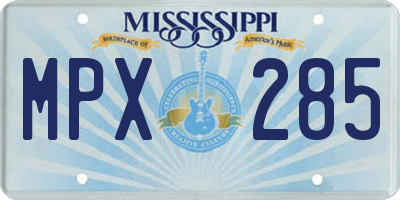 MS license plate MPX285