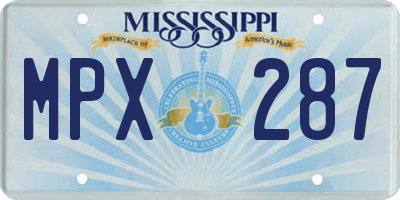 MS license plate MPX287