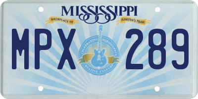 MS license plate MPX289